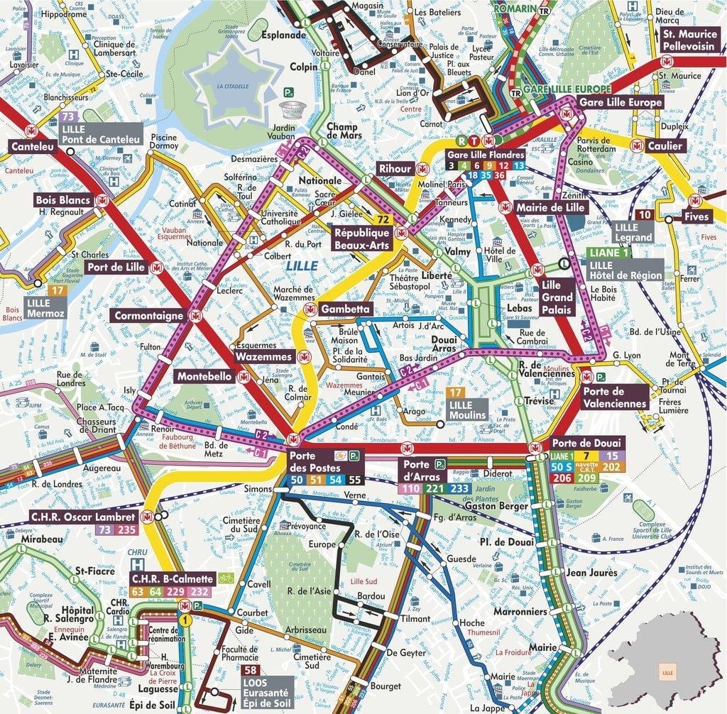 ulica mapu Lille francúzsko