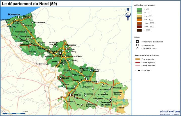 topografické mapy Lille